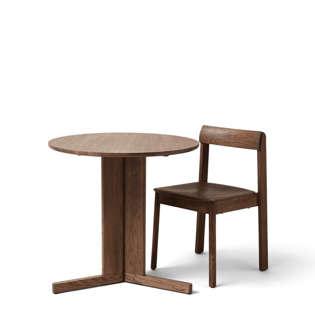 Form & Refine Trefoil Round Table, 3 Legs, Smoked Oak