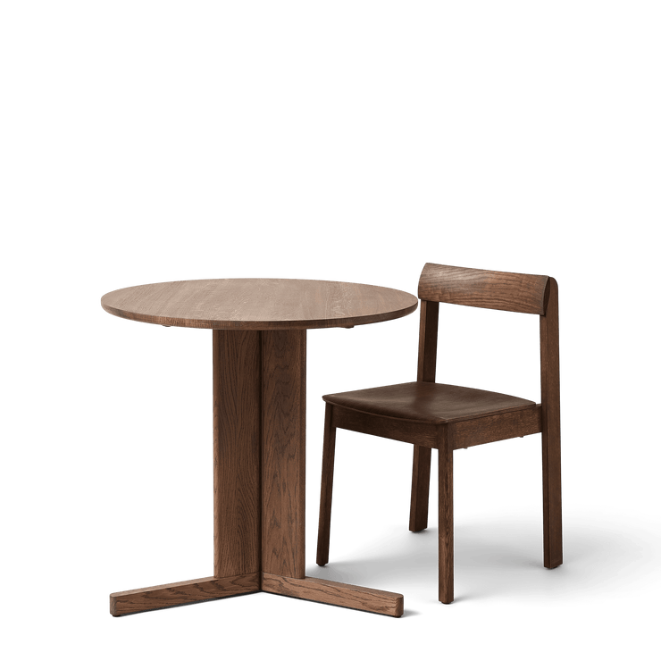 Form & Refine Trefoil Round Table, 3 Legs, Smoked Oak