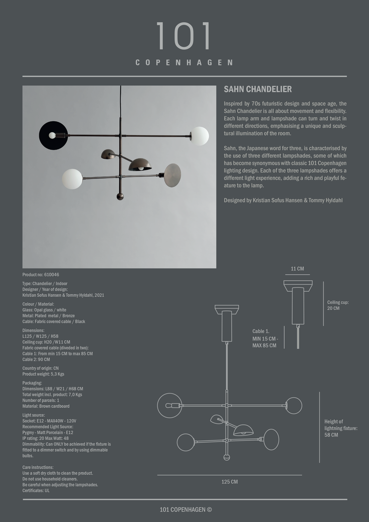 101 Copenhagen Sahn Chandelier - Bronze (UL)