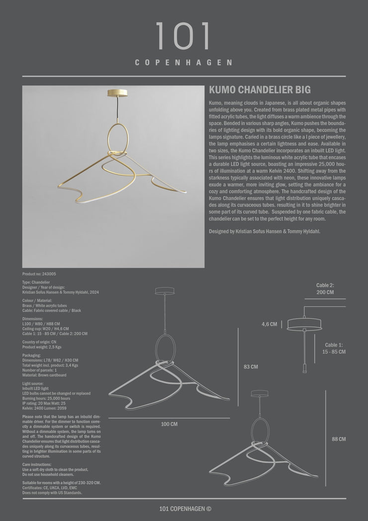 101 Copenhagen Kumo Chandelier, Big - Brass (UL N/A)