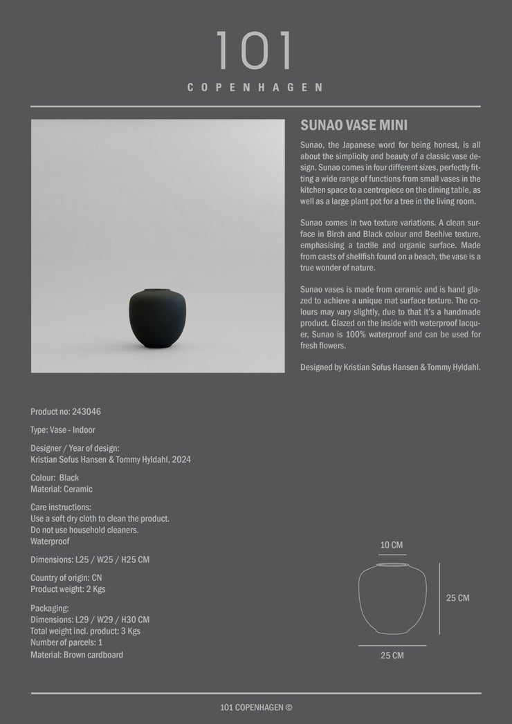 101 Copenhagen Sunao Vase, Mini - Black