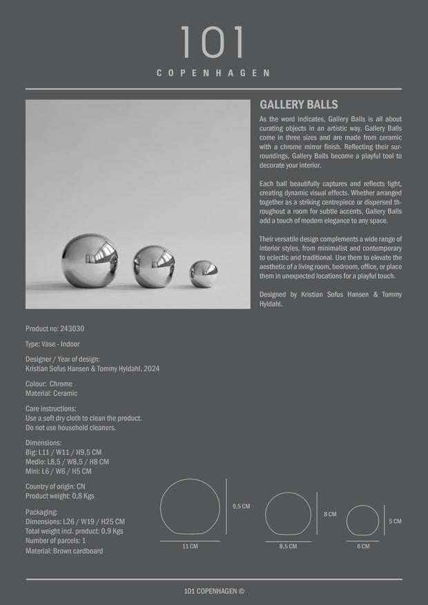 101 Copenhagen Gallery Balls, Set of 3 - Chrome