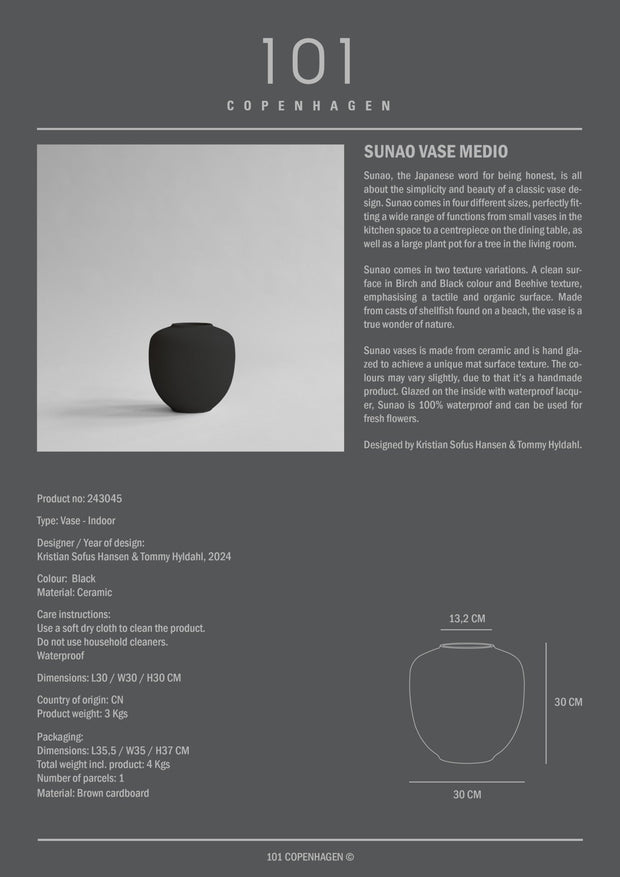 101 Copenhagen Sunao Vase, Medio - Black