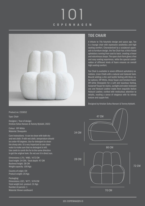 101 Copenhagen Toe Chair - White (Sheepskin)