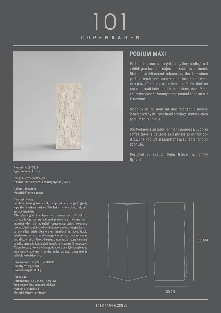 101 Copenhagen Podium, Maxi - Limestone