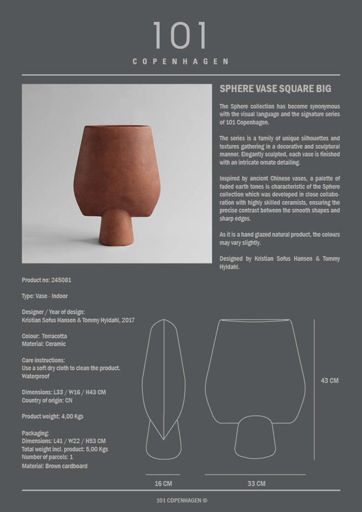 101 Copenhagen Sphere Vase Square, Big - Terracotta